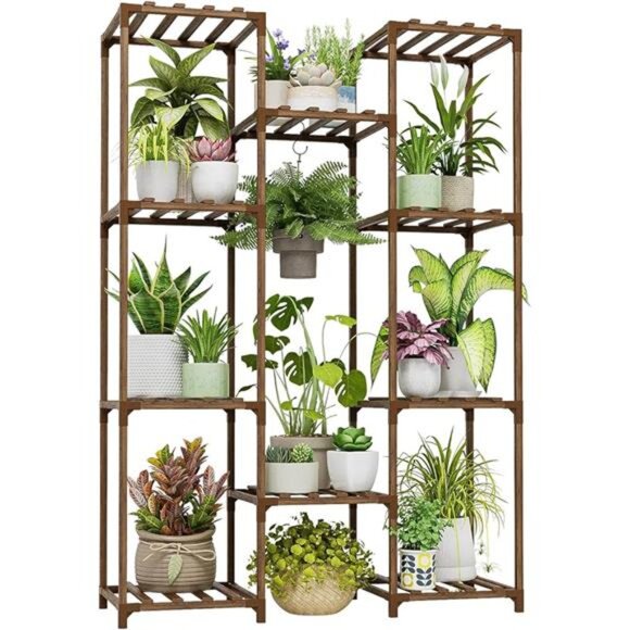 Plant Stand Indoor Outdoor Hanging Plant Shelf for Multiple Plants Pots Wood - Picture 7 of 7